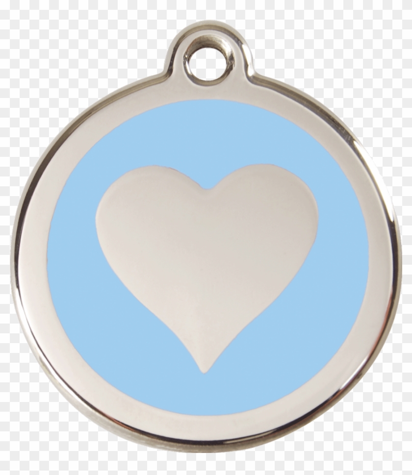 Red Dingo Stainless Steel Enameled Engraved Id Tag - Red Dingo Heart Enamel Dog Tag Light Blue - Large #305788