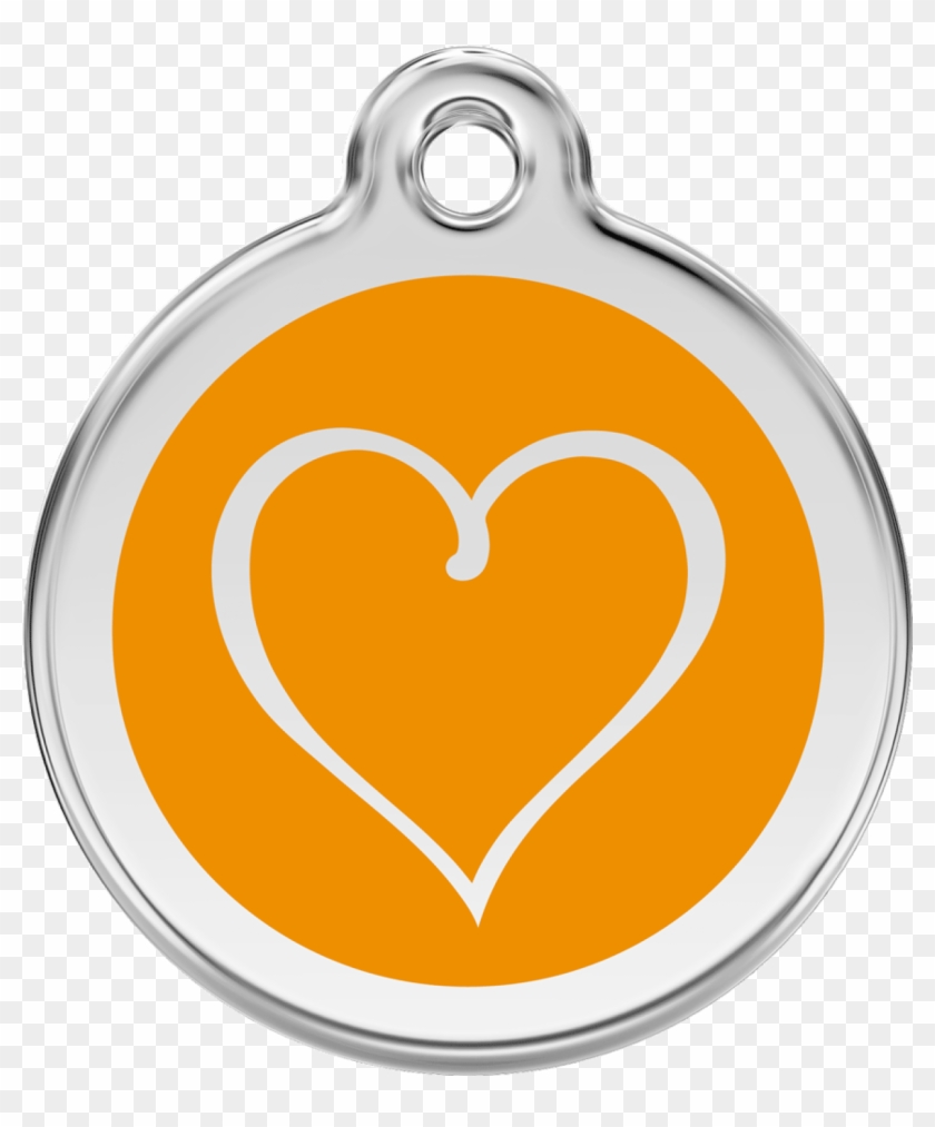Red Dingo Stainless Steel Enameled Engraved Id Tag - Red Dingo Tribal Heart Pet Id Tag - Orange #305812