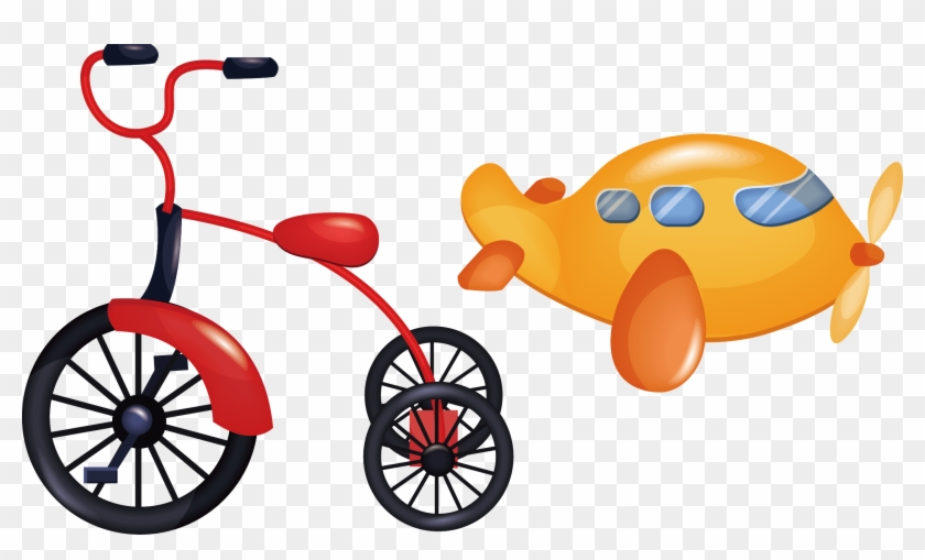 Motorized Tricycle Bicycle Clip Art - Airplane Toys Cartoon Png #305958