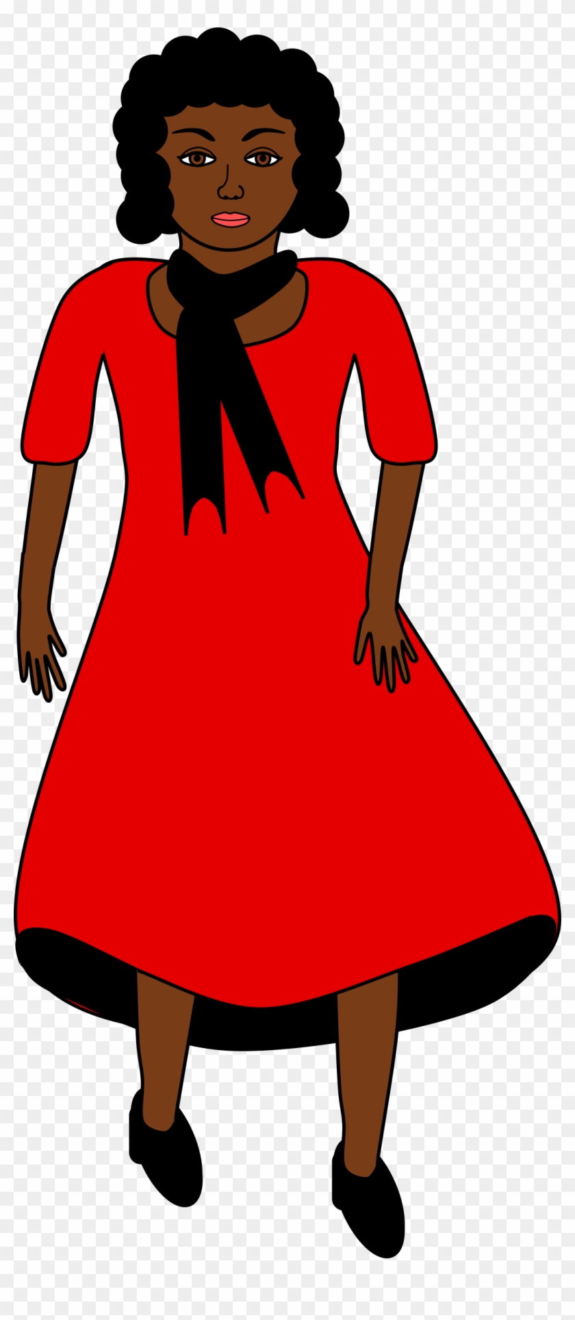 Dress In The Wind - Lady In Red Dress Clipart #306004