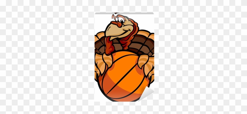 Basketball Happy Thanksgiving Holiday Turkey Cartoon - Happy Thanksgiving Football Turkey Embroidery Design #306551