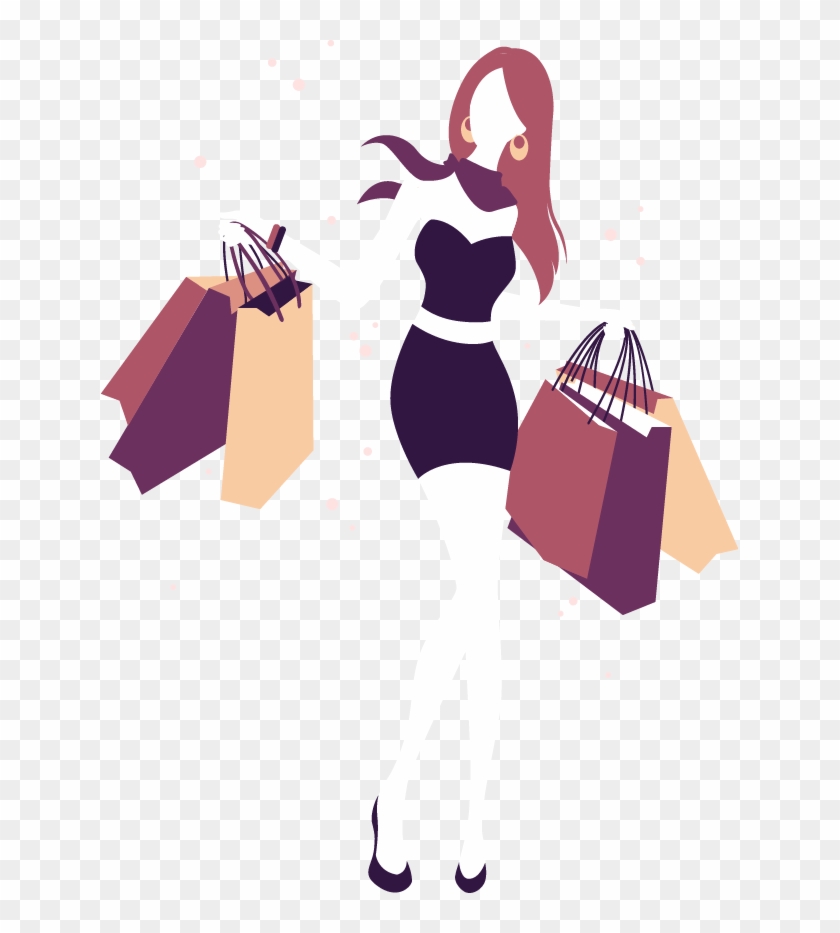 Shopping Girl Illustration - Woman Shopping Silhouette Png #306864