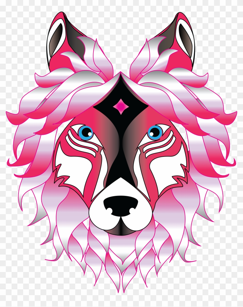 Free Clipart Of A Pink Fox - Cabeza De Lobo Png #307020
