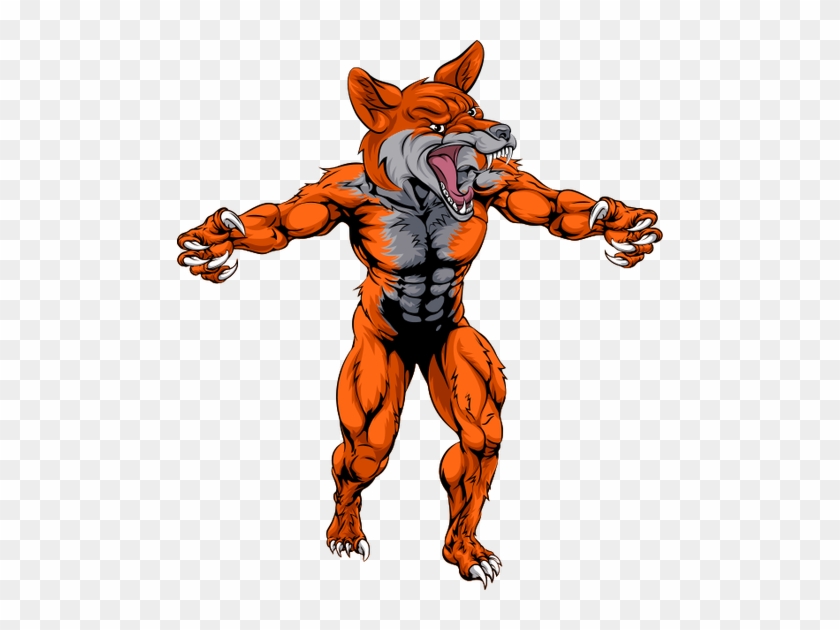 Mean Fox Sports Mascot - Lion Head With Human Body #307536