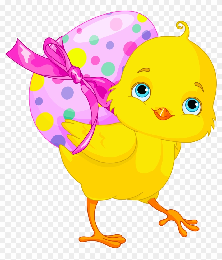 Easter Chicken With Pink Egg Clipart - Easter Chick Png #307644
