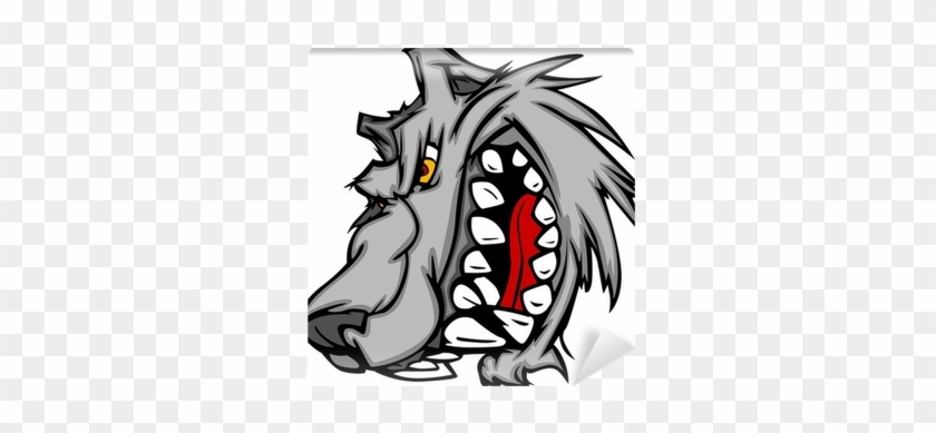 Wolf Mascot Vector Cartoon With Snarling Face Wall - Wolf Logo Png #307645