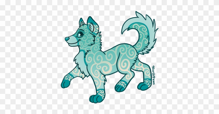 Closed Wolf Pup Adoptable 'seafoam' By - Cartoon #307823