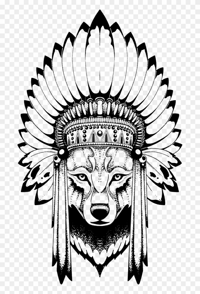 Wolf By Quidames - Wolf With Indian Headdress #307847