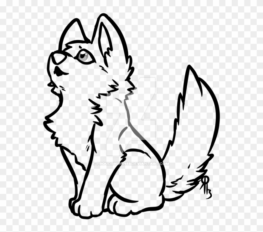 Chibi Wolf Lines Commission By Proudryukin13 On Deviantart - Gray Wolf #307941