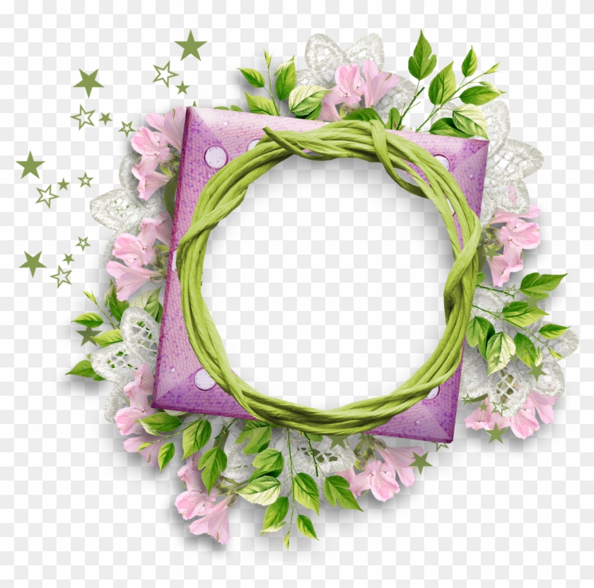 Purple Flower Clipart Round Flower Frame - Round Flower Frame Png #307956