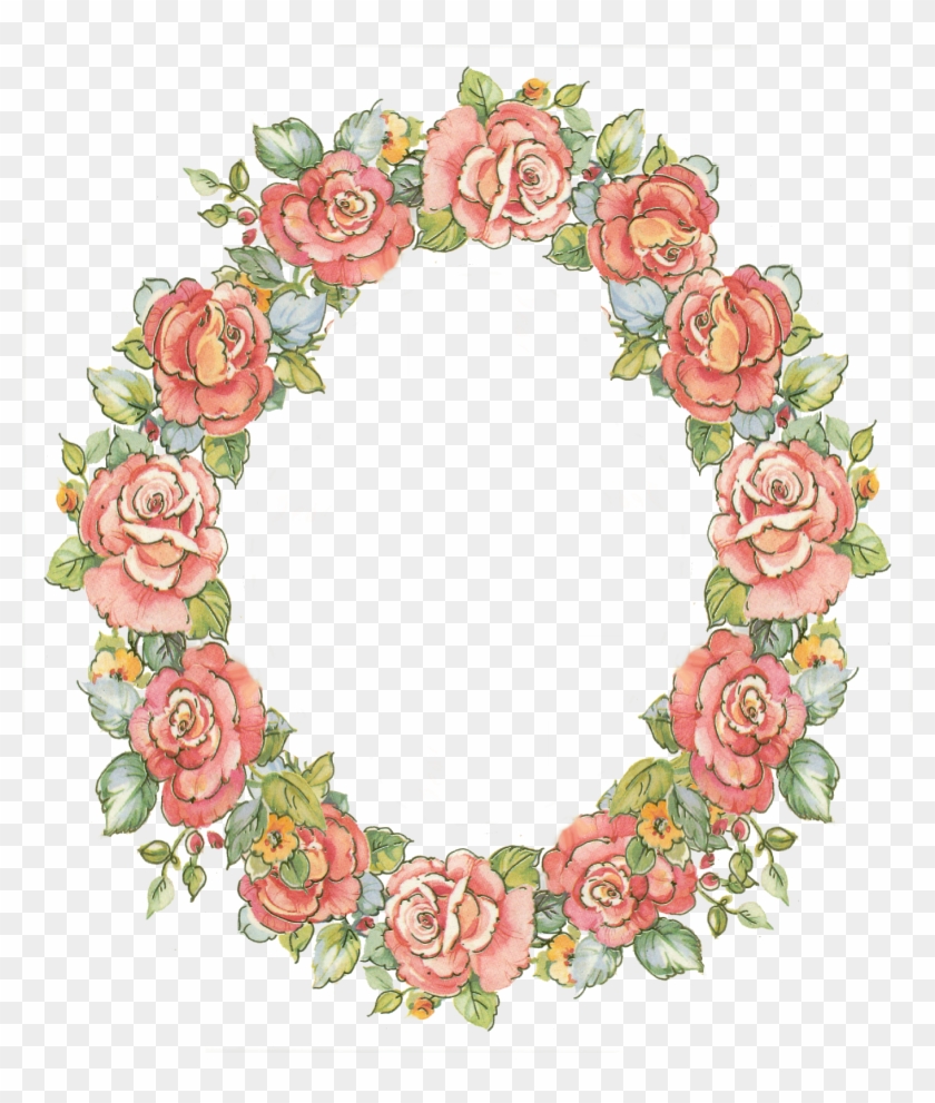 Blue Rose Clipart Beautiful Frame - Vintage Floral Frame Oval #307962