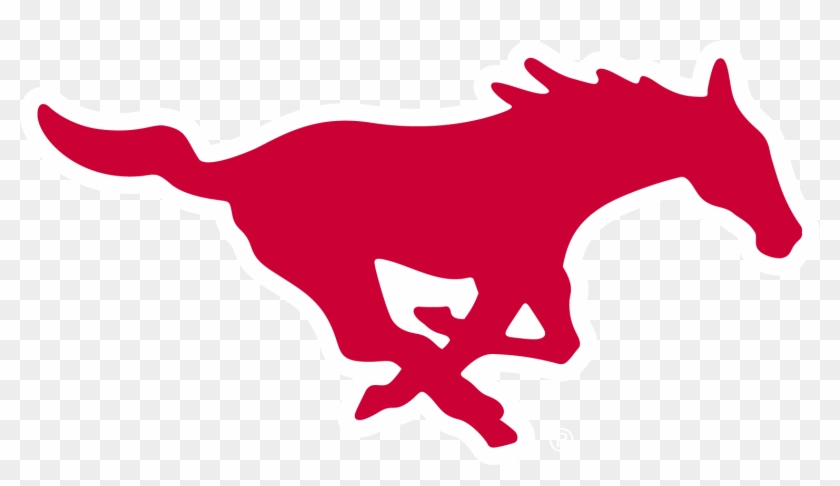 Red With White Outline - Smu Mustang Logo Vector #53242