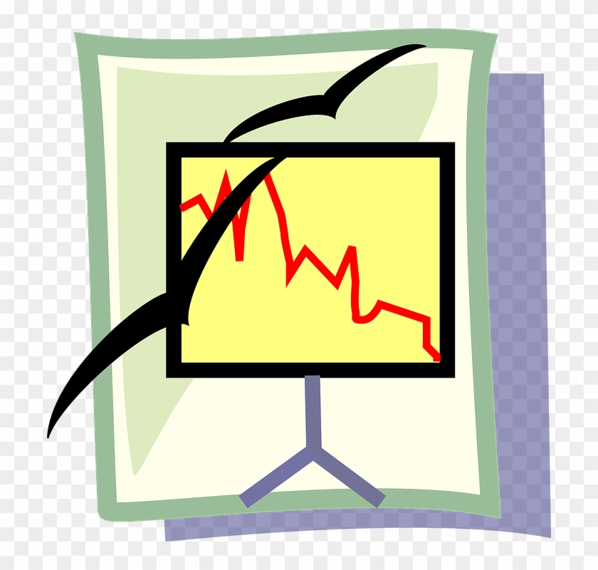 Line Graph Screen Seagulls Presentation Yellow - Clip Art #55830