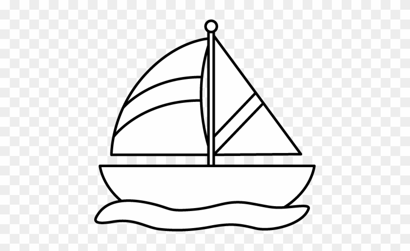 Black And White Striped Sailboat Clip Art - Boat Black And White Clip Art #56093