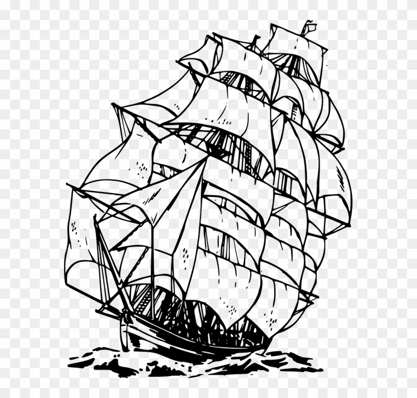 Sailing, Ship, Ocean, Sea, Water, Voyage - Clipper Ship Clip Art #56341