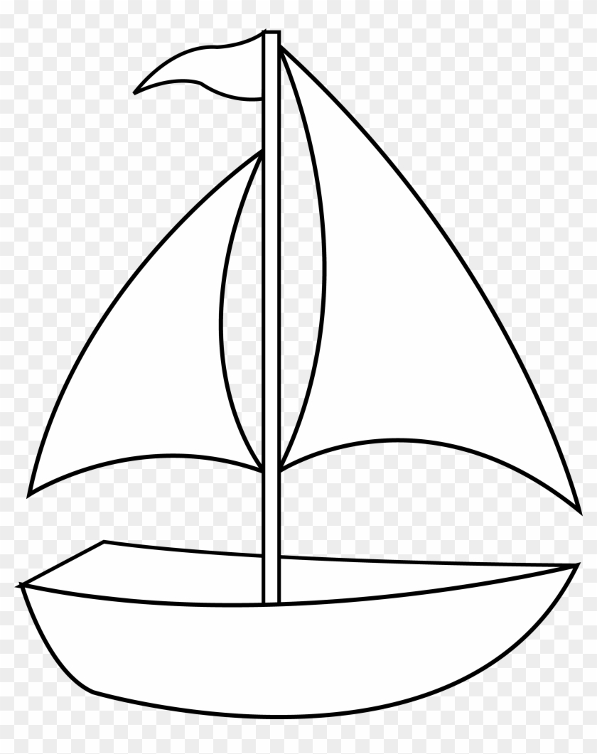 Colorable Sailboat Line Art - Sailboat Clipart Black And White #56397