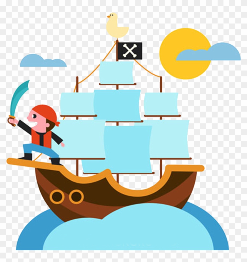 Cartoon Ship Piracy Illustration - Illustration #57173