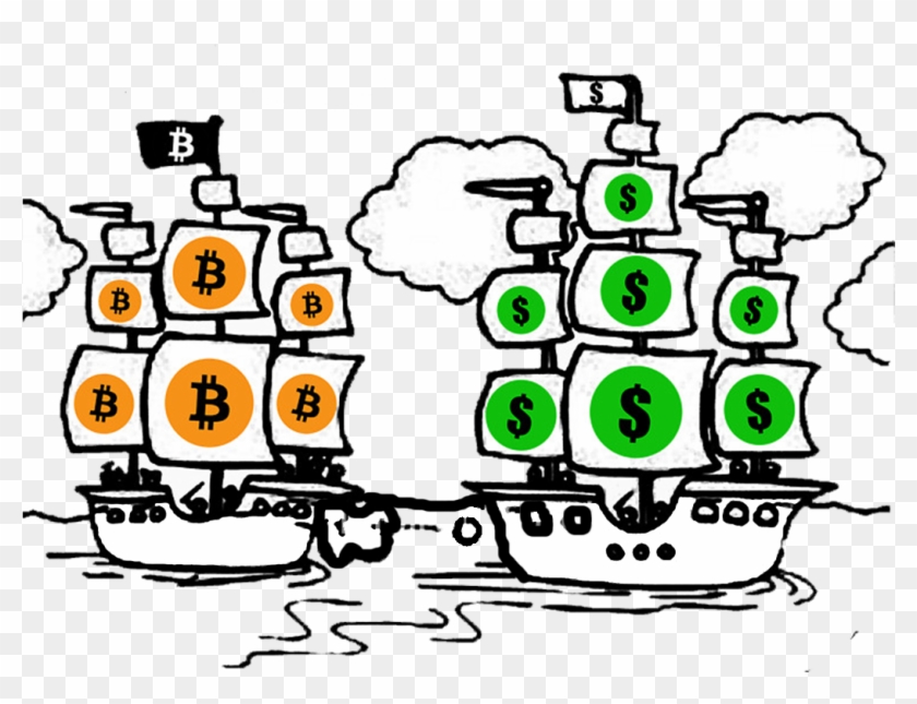 Bitcoin Vs Money Pirate Ship Fight - Pirate Pictures To Colour #57549