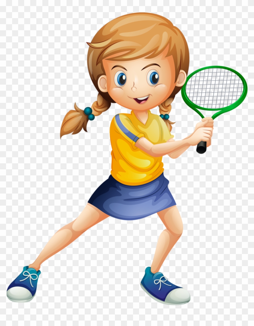 Profissões E Ofícios - Cartoon Girl Playing Tennis #57969
