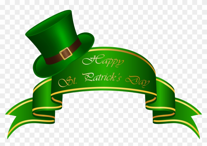 St Patricks Day Banner And Hat Transparent Clip Art - St Patrick's Day Banner #58058