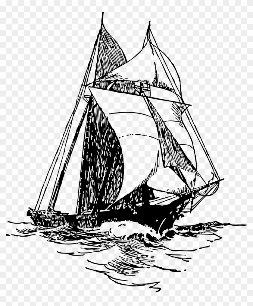 Boat, Ship, Sailing, Ocean, Vessel, Sailboat - Sailing Ship Line Art #58281