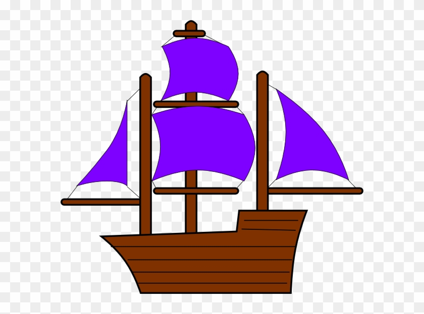 Purple Pirate Ship Clip Art At Clker - Orange Pirate Ship Clip Art #58297