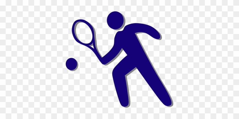 Tennis Sports Tennis Racket Man Blue Silho - Raquete De Tenis Quadra #58351
