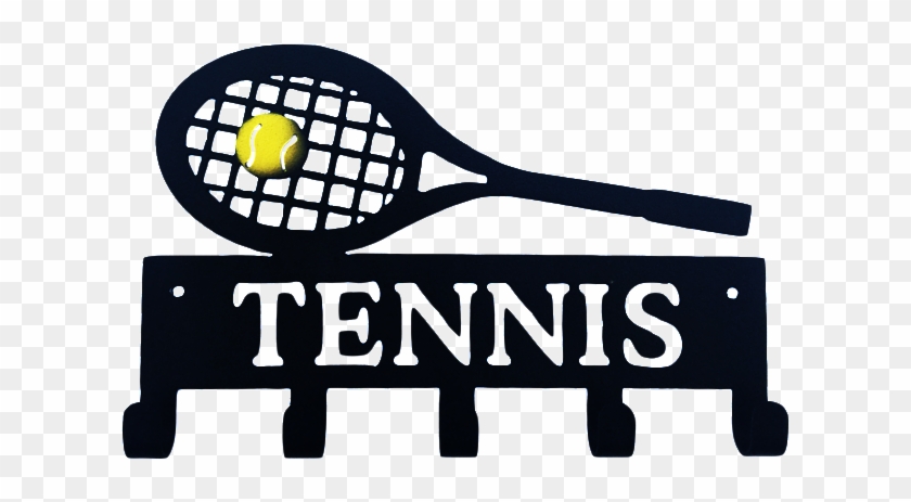 Tennis Racket Black & Yellow 5 Hook Medal Display Hanger - Soft Tennis #58370