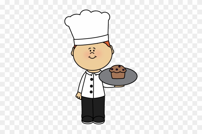 Chef With Muffin Clip Art - Chef With A Cake Clipart #58710