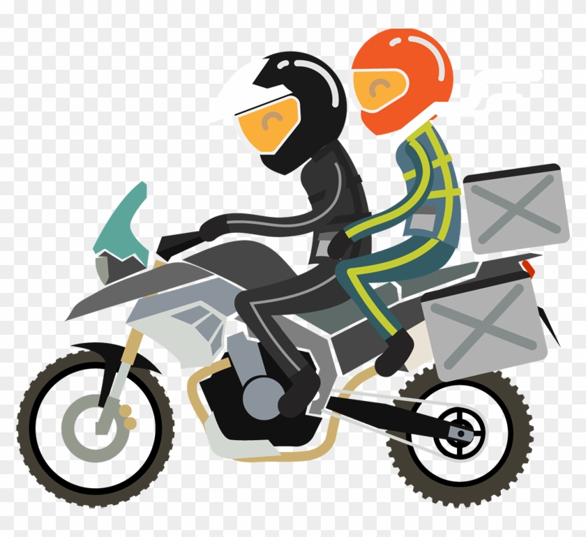 Young Couple Traveling On The Motorcycle - Motorcycle Couple Clipart #58770