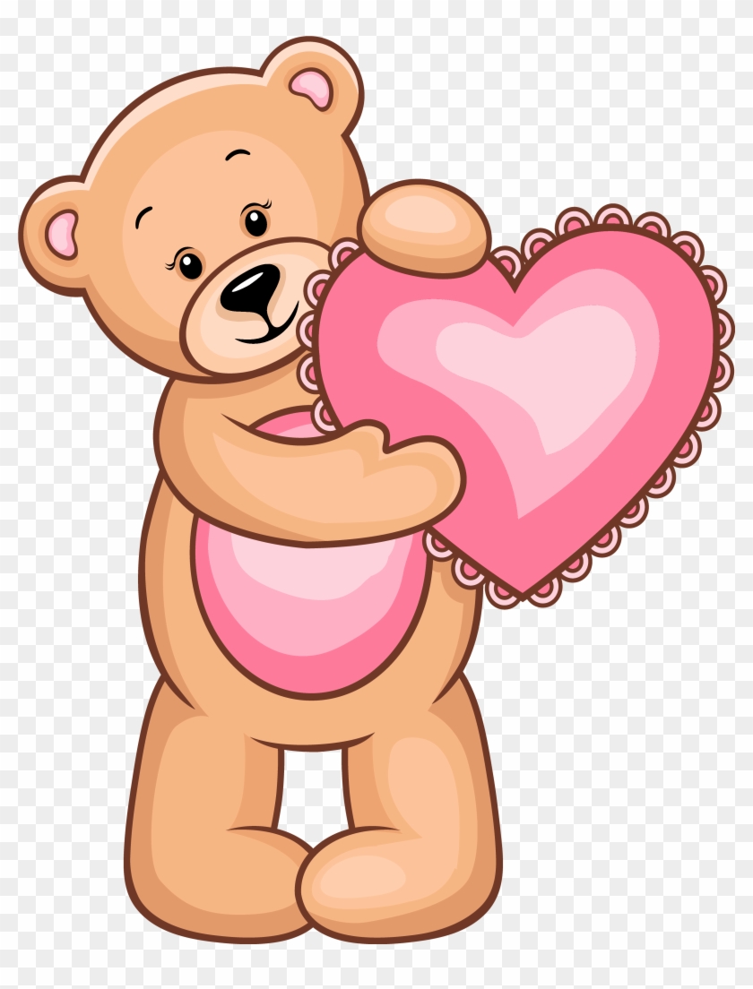 Transparent Teddy Bear With Pink Heart Png Clipart - Teddy Bear Clipart Png #58883