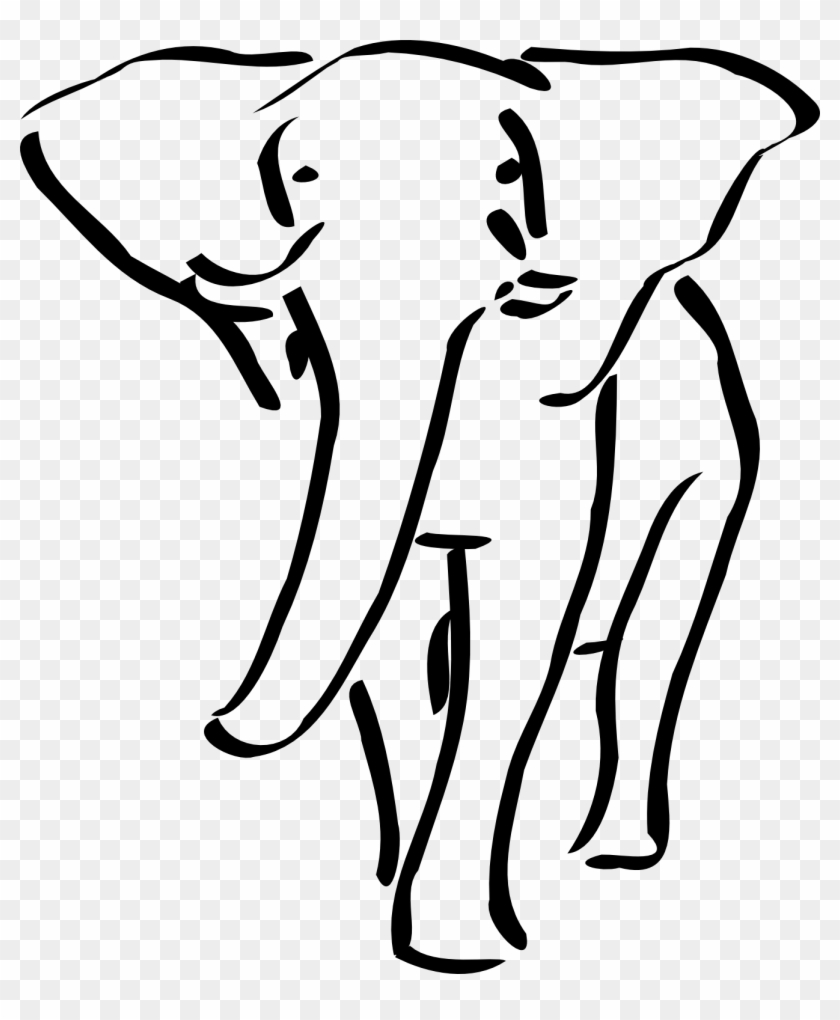Elephant Clipart - Elephant Outline Embroidery Design #58947