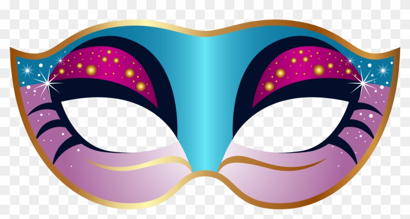 Blue And Pink Carnival Mask Clip Art Image - Mardi Gras Mask Mask Cutout Festival Mask Carnival #59015