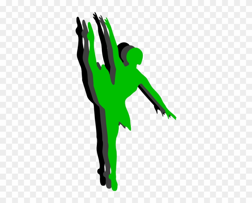 Triple Ballet Dancer Silhouette Clip Art - Green Dancer Silhouette #59780