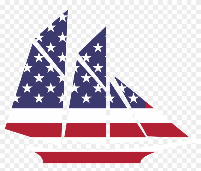 Big Image - American Flag Sailboat Clipart #59904