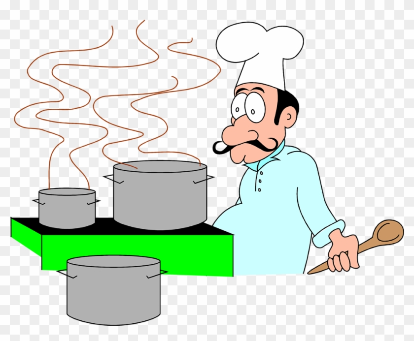 Chef Cooking Clipart - Cartoon Chef At The Stove #59984