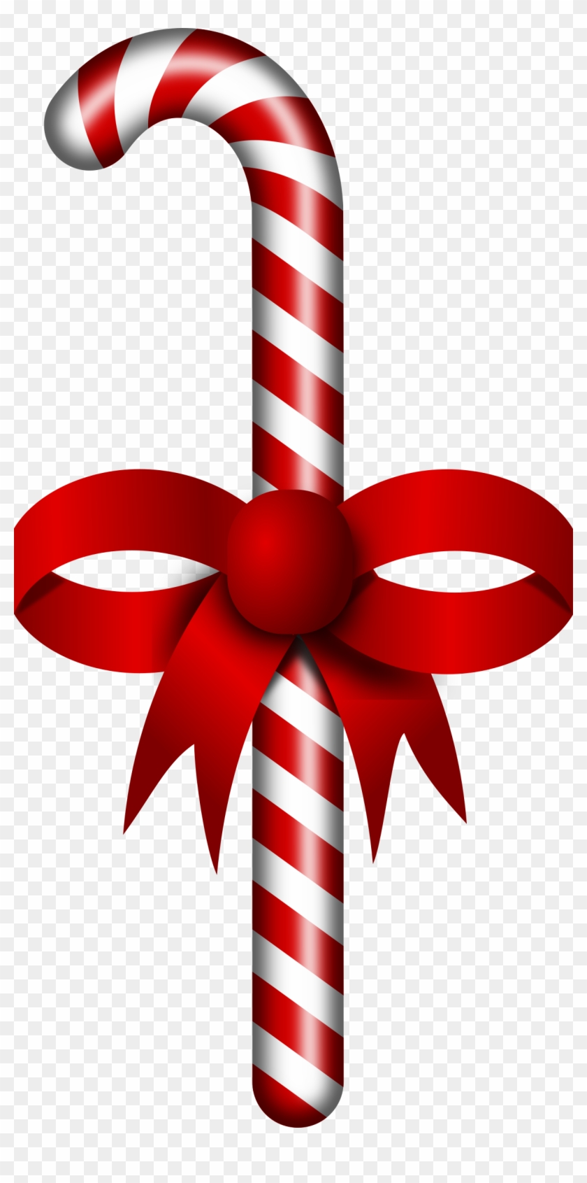 Candy Cane Stick Clipart - Candy Cane With Ribbon Clipart #60540