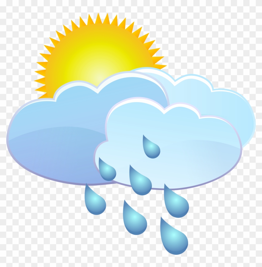 Clouds Sun And Rain Drops Weather Icon Png Clip Art - Clouds Sun And Rain Drops Weather Icon Png Clip Art #60566