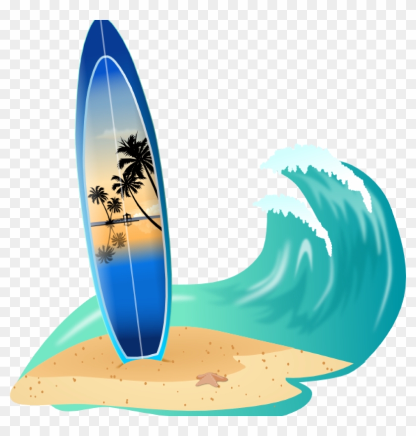 Surf Board Clip Art Surfboard And Wave Clip Art At - Surf Board Clip Art #60743