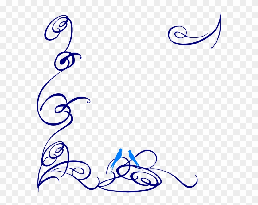 Decorative Swirl Blue Bird Svg Clip Arts 600 X 588 - Page Borders In Word #308286