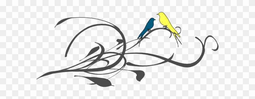 Yellow And Blue Love Birds On A Branch Clip Art At - Clip Art #308367