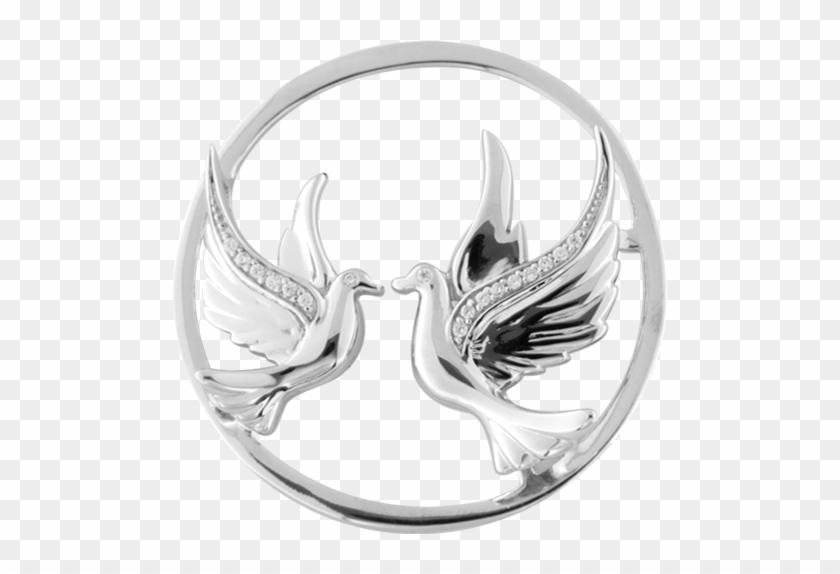 "3d Love Birds" Fantasy Insignia 33mm - Silver #308402