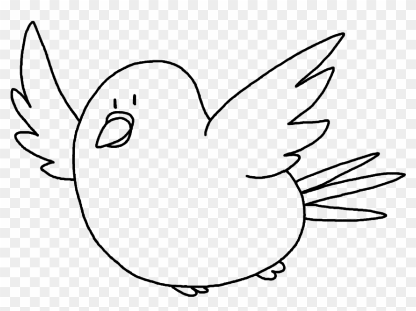 Fat Flying Bird Lineart - Drawing #308419