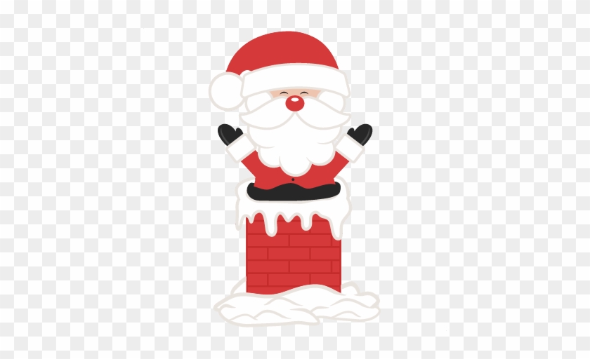Santa In Chimney Svg Scrapbook Cut File Cute Clipart - Scalable Vector Graphics #308548