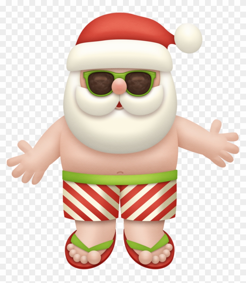 Tropical Santa - Santa At The Beach Clipart #308685