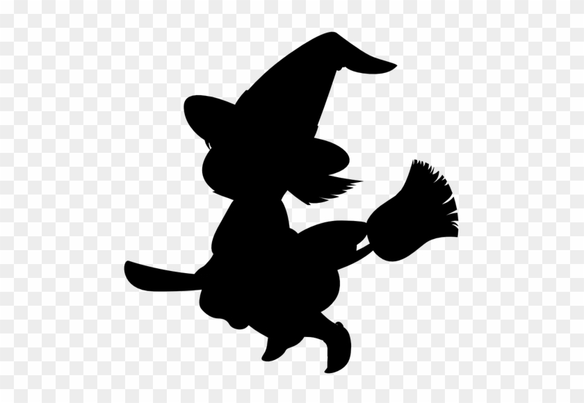 Cartoon Witch On Broom Silhouette Vector Clip Art Public - Baby Witch Silhouette #308722