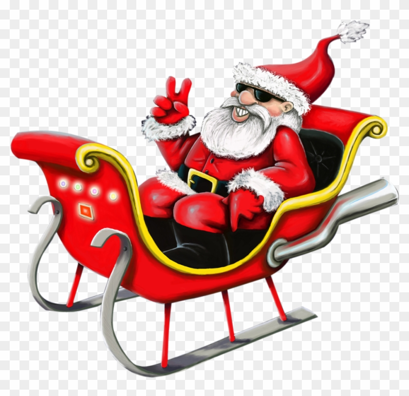 Santa - Cool Santa In Sleigh #308760