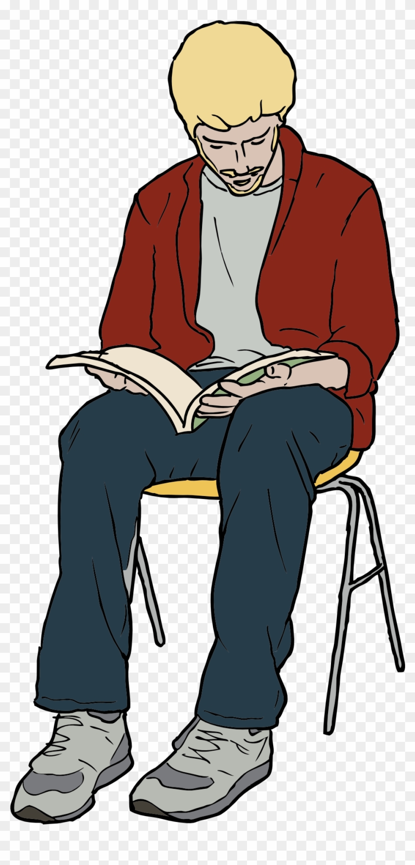 Free Vector Man Sitting Reading Clip Art - Cartoon Person Sitting Down #308849