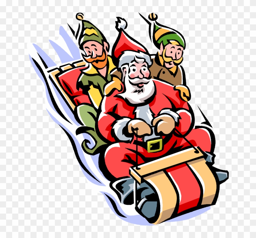 Vector Illustration Of Santa Claus And Workshop Elves - Santa And His Elves #308868