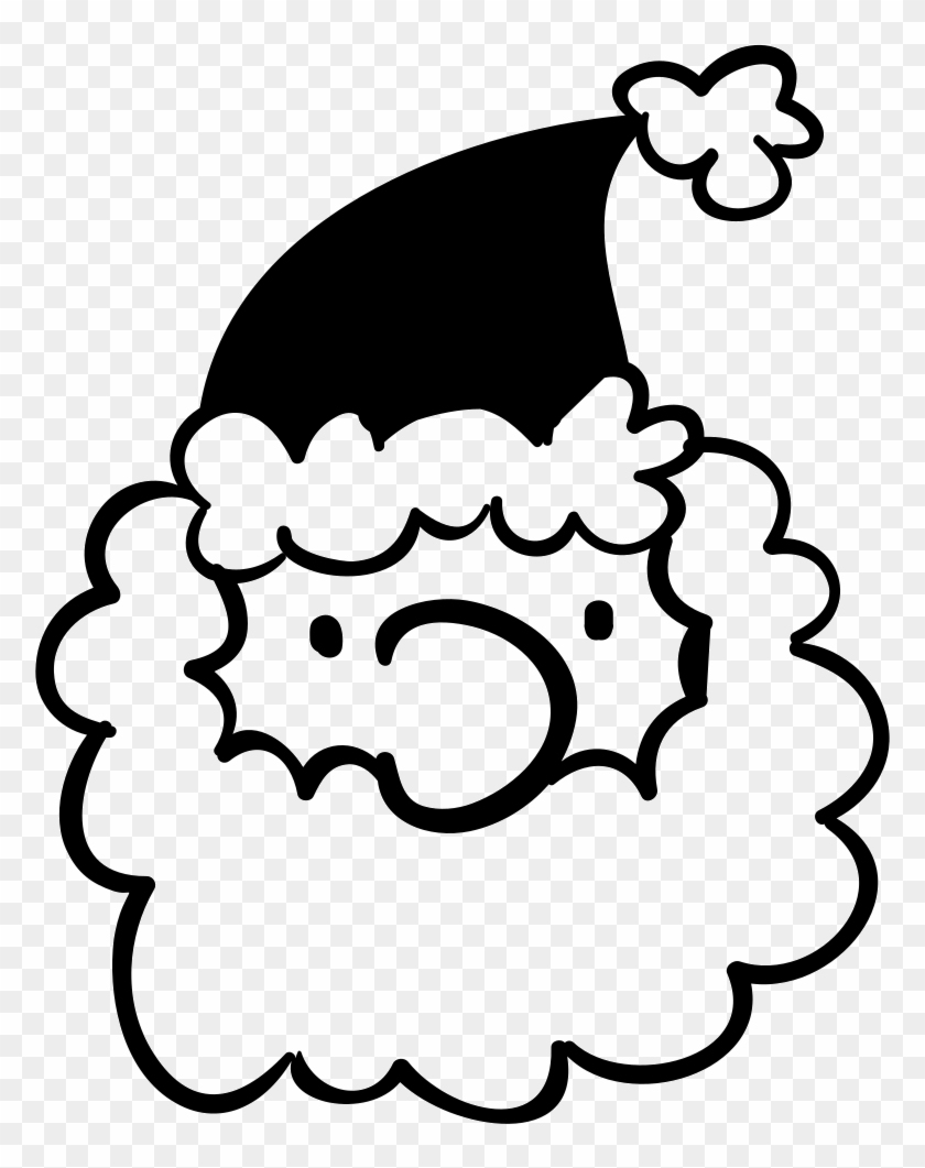 Santa's Head Wirh Curly Beard Comments - Santa Claus Cartoon Black And  White - Free Transparent PNG Clipart Images Download